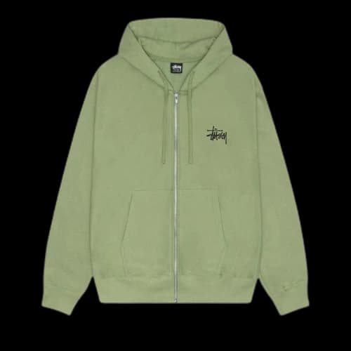 Stussy Basic Logo Zip Hoodie Moss