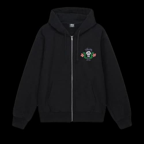 Stussy Skull Crest Zip Hoodie Black