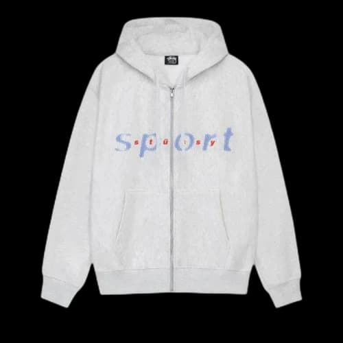 Stussy Dot Sport Zip Hoodie 'Ash Heather'