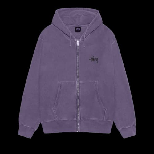 Stussy Basic Zip Hoodie Pigment Dyed 'Grape'