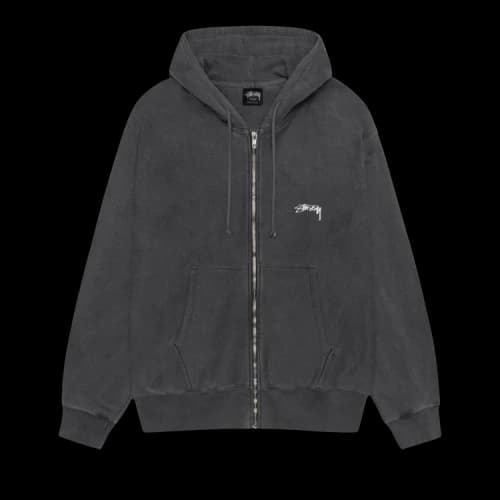 Stussy Smooth Stock Pigment Dyed Zip Hoodie 'Black'