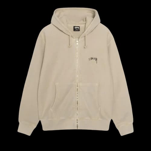 Stussy Smooth Stock Pigment Dyed Zip Hoodie 'Khaki'