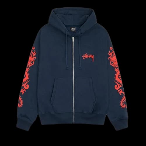 Stussy Dragons Zip Hoodie Navy