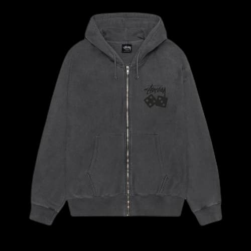 Stussy Dice Zip Hoodie Pigment Dyed 'Black'
