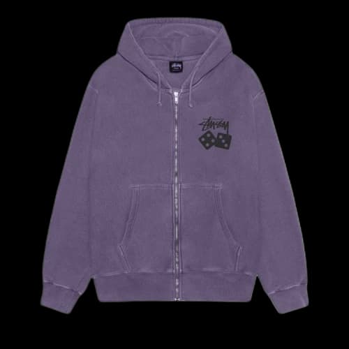 Stussy Dice Zip Hoodie Pigment Dyed 'Grape'
