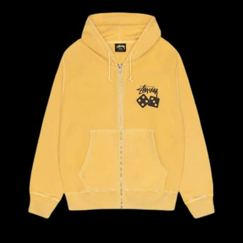 Stussy Dice Zip Hoodie Pigment Dyed 'Yellow'