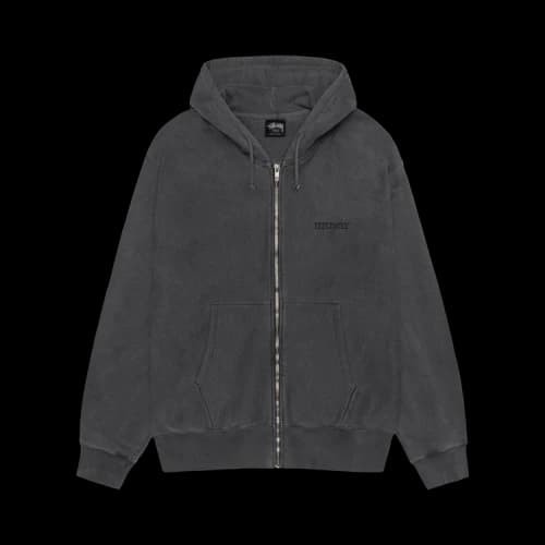 Stussy Jumbo Zip Hoodie Pigment Dyed 'Black'