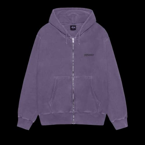 Stussy Jumbo Zip Hoodie Pigment Dyed 'Grape'
