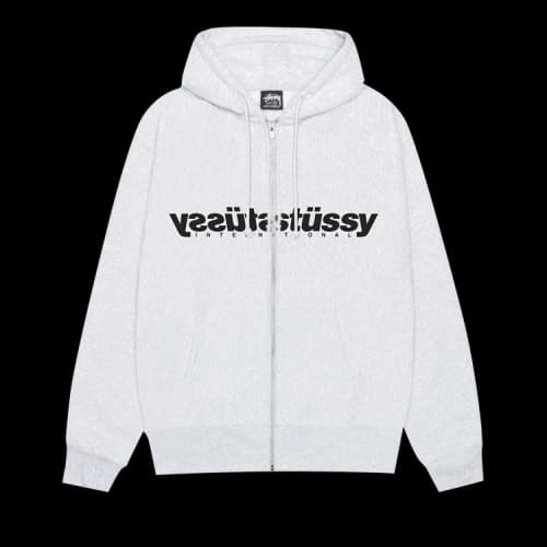 Stussy Mirror Zip Hoodie 'Ash Heather'