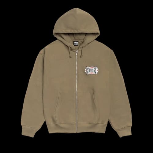 Stussy Champion Oval Zip Hoodie 'Army'
