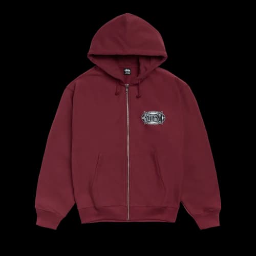 Stussy Champion Oval Zip Hoodie 'Wine'
