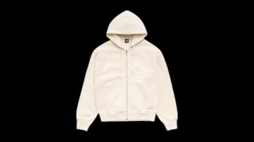 Stussy Link Sport Zip Garment Dyed Hoodie Bone
