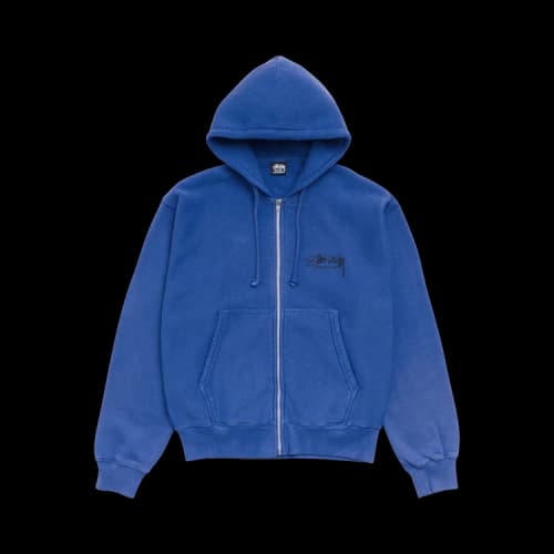 Stussy Beach Roots Zip Hoodie Garment Dyed 'Indigo'