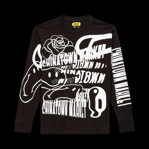 Chinatown Market Smiley Warp Long-Sleeve Tee 'Black'