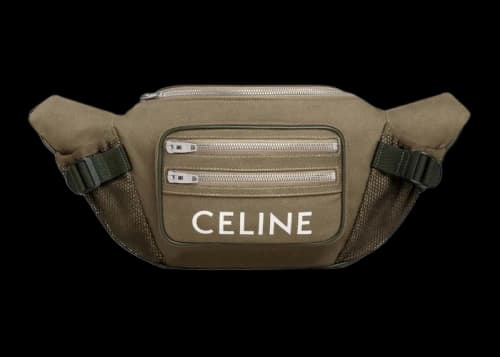 Celine Belt Bag Trekking in Cotton Gabardine with Celine Print Khaki