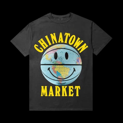 Chinatown Market Smiley Globe Ball T-Shirt 'Black'