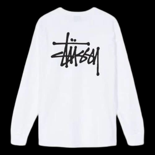 Stussy Unisex Basic L/S Printing Swea White