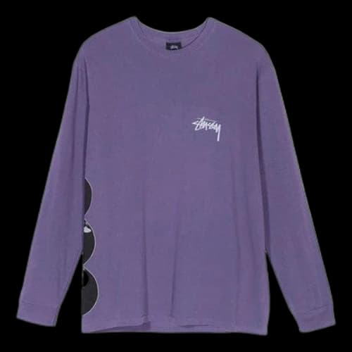 Stussy 8 Ball Stack Pigment Dyed 8 Printing Long Sleeves Unisex Purple