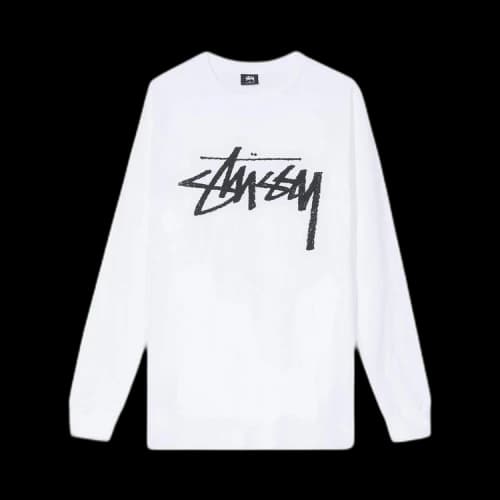 Stussy Stock Long-Sleeve Tee 'White'