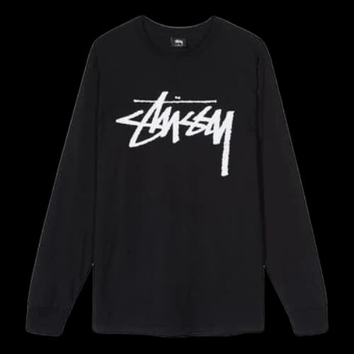 Stussy Long Sleeve Stock Large Logo Printing Long Sleeves Black