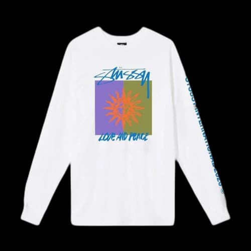Stussy Love & Peace Long-Sleeve Tee 'White'
