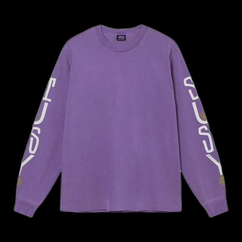 Stussy Classic Stack Pigment Dyed Long-Sleeve Tee 'Purple'