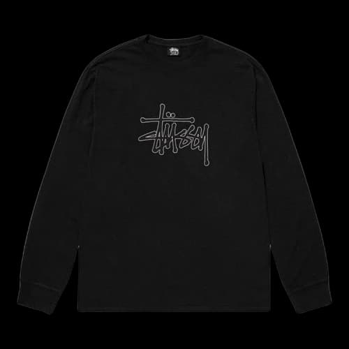 Stussy Outlined Pigment Dyed LS Tee Black