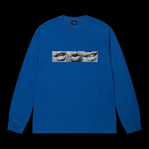 Stussy Phonetic Pigment Dyed Long-Sleeve Tee 'Blue'