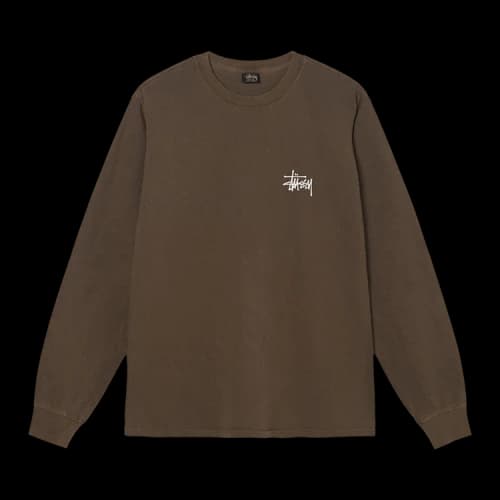 Stussy Basic Pigment Dyed Long-Sleeve Tee 'Coffee'