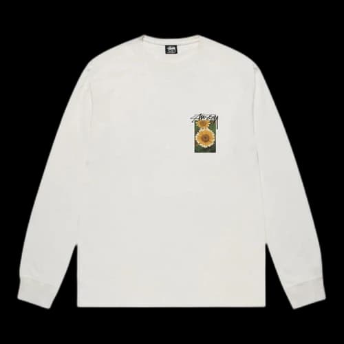 Stussy Flower Grid Pigment Dyed Long-Sleeve Tee 'Natural'