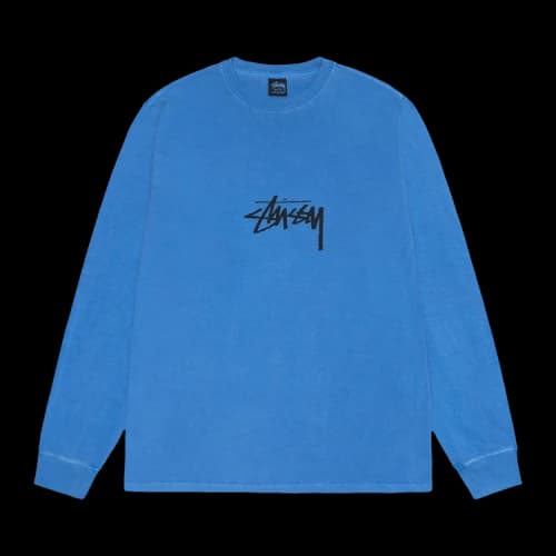Stussy Pigment Dyed Small Stock Long-Sleeve Tee 'Blue'