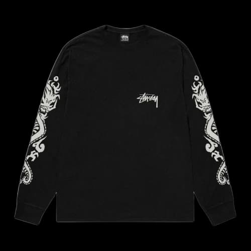 Stussy Dragons Pigment Dyed L/S Tee Black