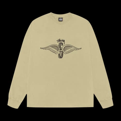 Stussy Skull Wings Long-Sleeve Tee Pigment Dyed 'Elm'