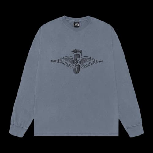 Stussy Skull Wings L/S Pigment Dyed Tee Navy