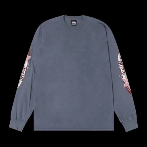 Stussy Two Star L/S Pigment Dyed Tee Navy