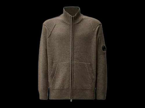 C.P. Company Lambswool GRS Full Zip Sweater Gunmetal Grey