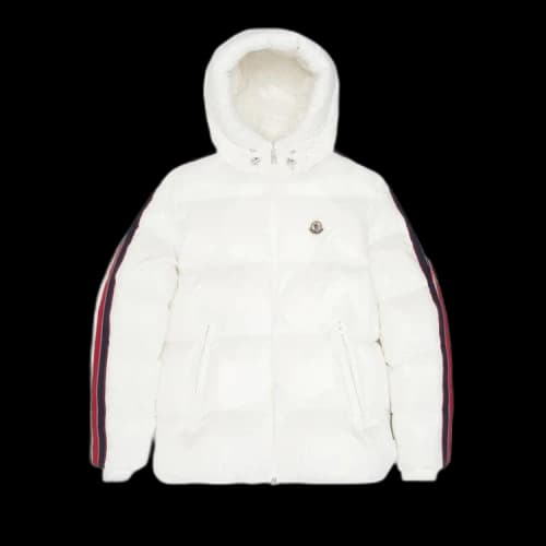 Moncler Dincer Full Zip Jacket With Stripes On Sleeves 'White/Red'