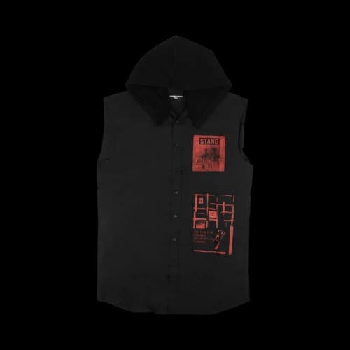 Raf Simons Sleeveless Hooded Patches Shirt 'Black'