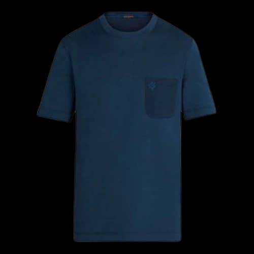 LOUIS VUITTON FW21 Round Neck Pocket Short Sleeve Blue