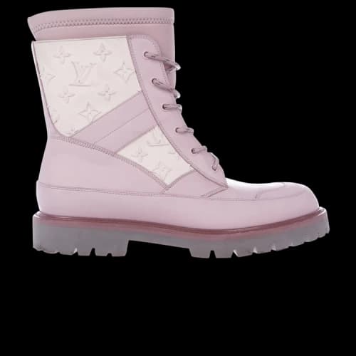 Louis Vuitton Leather Ankle Lace Up Boot 'Embossed Monogram'