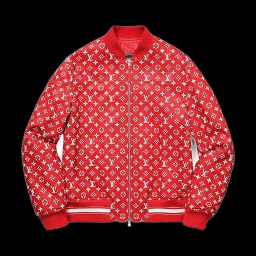 Louis Vuitton x Supreme Leather Baseball Jacket 'Red'