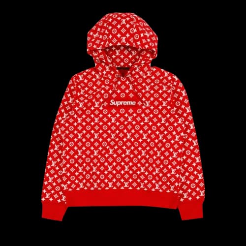 Louis Vuitton x Supreme Box Logo Hooded Sweatshirt 'Red'