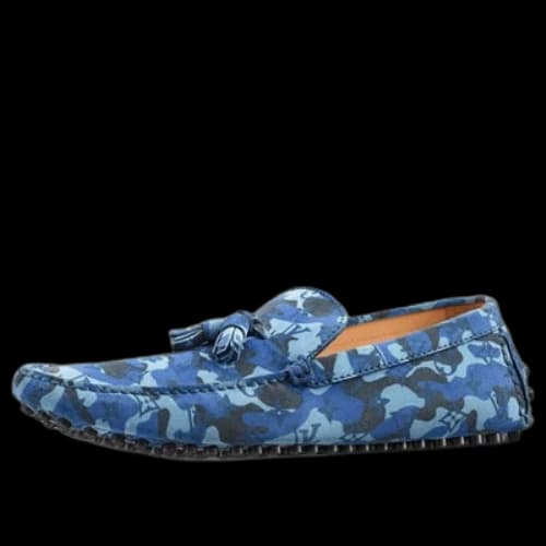 LOUIS VUITTON Palm Spring Moccasin Shoes 'Blue Camo with Logo Monogram'