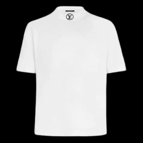 LOUIS VUITTON High Collar Short Sleeve LOGO Short Sleeve White