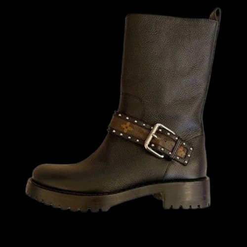 LOUIS VUITTON Strap Boots 'Black with Monogram Strap' (Women's)
