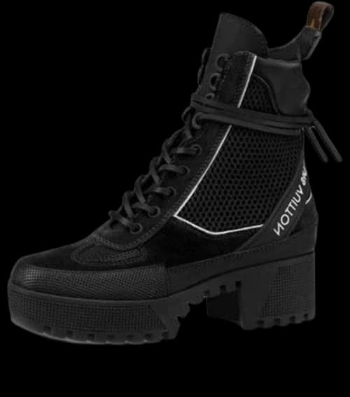 LOUIS VUITTON LV Laureate Suede Small Cowhide Martin boots Black (Women's)