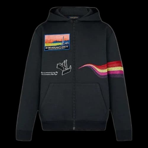 LOUIS VUITTON LV Logo Print Hooded Top For Men Black