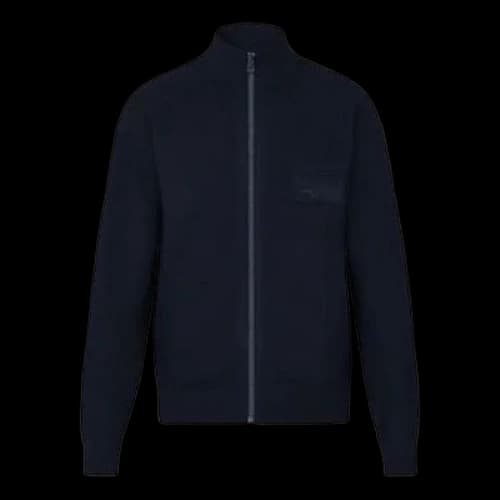 LOUIS VUITTON Embroidered Alphabet ribbed Zipper Jacket Blue