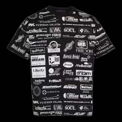 LOUIS VUITTON Alphabet Logo Printing Casual Short Sleeve Black
