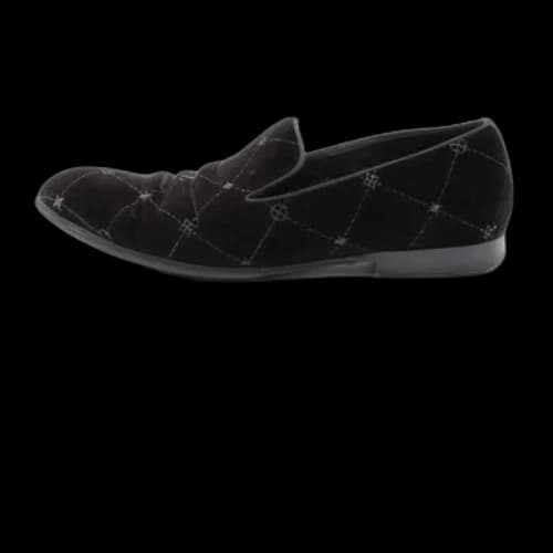 LOUIS VUITTON Auteuil Velvet Loafers 'Black with Silver Logo Lines'